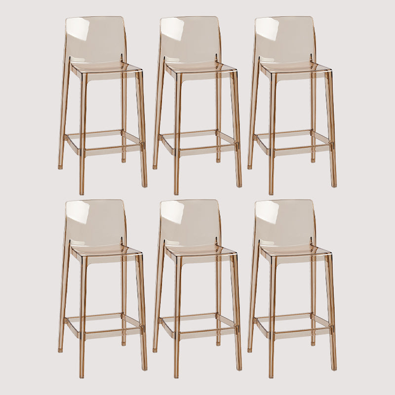 Contemporary Plastic Transparent Backrest Counter High Stool with 4 Legs