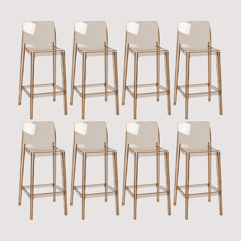Contemporary Plastic Transparent Backrest Counter High Stool with 4 Legs