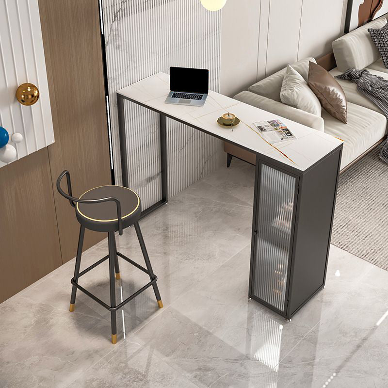 1/2 Pieces Modern Rectangle Sintered Stone Counter Table with High Stools