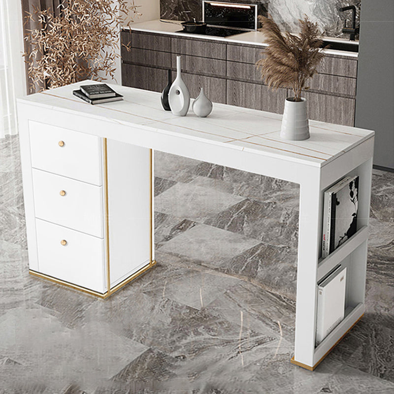 Contemporary Style 1/2/3 Pieces Stone Rectangular Bar Table Set for Indoor