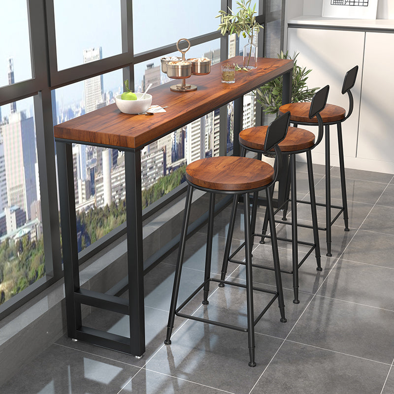 1/4 Pieces Industrial Rectangle Solid Wood Pub Table with High Stools