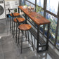 1/4 Pieces Industrial Rectangle Solid Wood Pub Table with High Stools