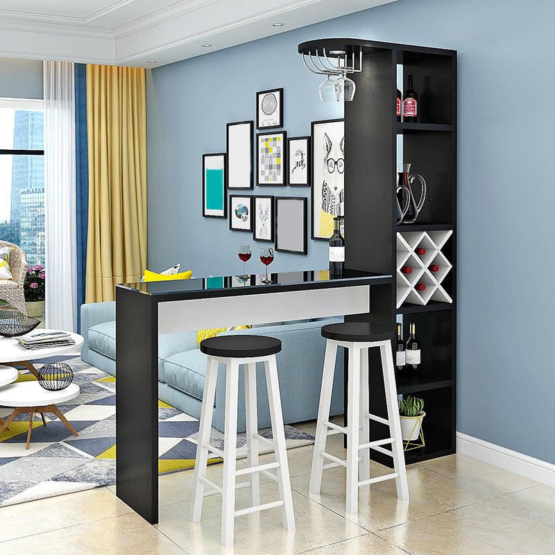 Contemporary Glass Top Rectangle Bar Table for Kitchen Dining Room Black Without Chairs Clearhalo 'Bar Furniture' 'Bar Tables' 'bar_tables' 'furn' 'furn_bar_tables' 'Furniture' 'Kitchen & Dining Furniture' 7734796