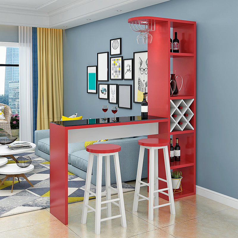 Contemporary Glass Top Rectangle Bar Table for Kitchen Dining Room Red Without Chairs Clearhalo 'Bar Furniture' 'Bar Tables' 'bar_tables' 'furn' 'furn_bar_tables' 'Furniture' 'Kitchen & Dining Furniture' 7734800