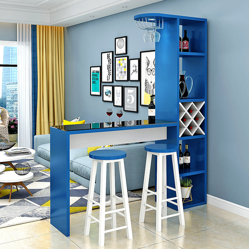 Contemporary Glass Top Rectangle Bar Table for Kitchen Dining Room Blue Without Chairs Clearhalo 'Bar Furniture' 'Bar Tables' 'bar_tables' 'furn' 'furn_bar_tables' 'Furniture' 'Kitchen & Dining Furniture' 7734801