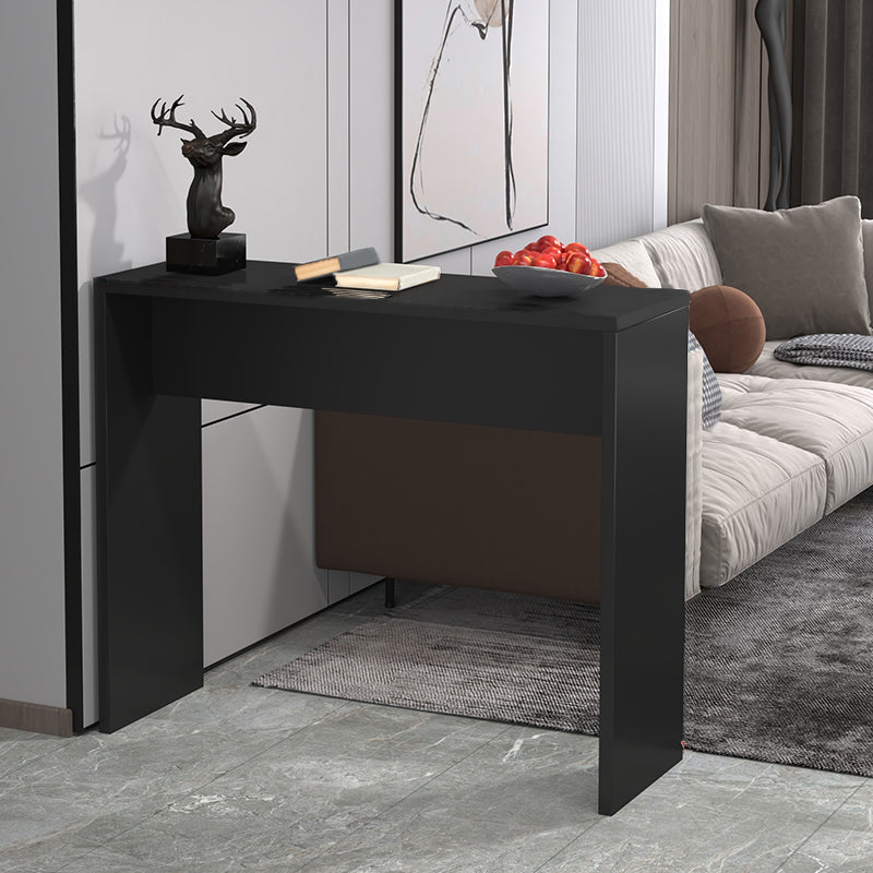 Contemporary Rectangle Double Pedestal Bar Table for Kitchen Dining Room Black Without Chairs Clearhalo 'Bar Furniture' 'Bar Tables' 'bar_tables' 'furn' 'furn_bar_tables' 'Furniture' 'Kitchen & Dining Furniture' 7734813