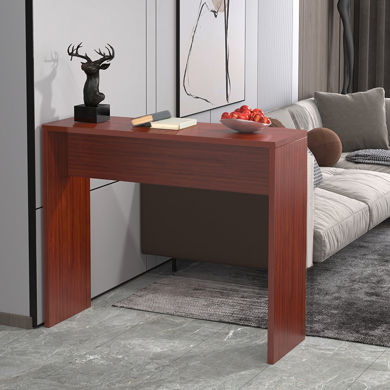 Contemporary Rectangle Double Pedestal Bar Table for Kitchen Dining Room Red Brown Without Chairs Clearhalo 'Bar Furniture' 'Bar Tables' 'bar_tables' 'furn' 'furn_bar_tables' 'Furniture' 'Kitchen & Dining Furniture' 7734818