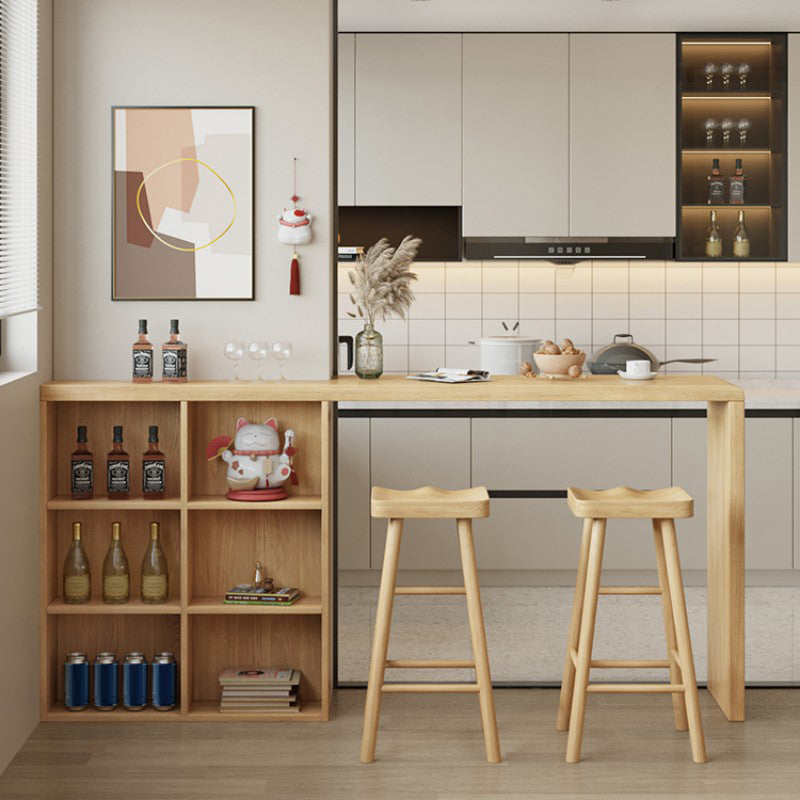 Contemporary Natural Finish Wooden Bistro Table for Small Places