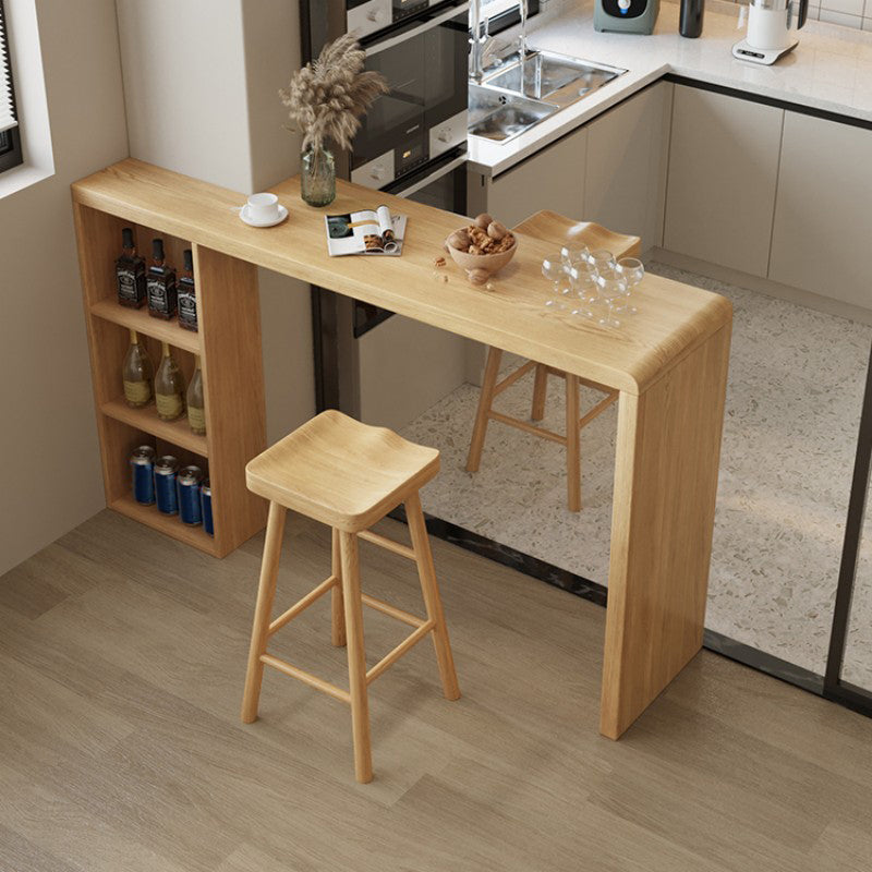 Contemporary Natural Finish Wooden Bistro Table for Small Places