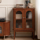 Modern Living Room Curio Cabinet Solid Wood Glass Doors with Lighting