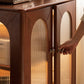 Modern Living Room Curio Cabinet Solid Wood Glass Doors with Lighting