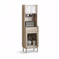 Modern Living Room Curio Cabinet Solid Wood Glass Doors with Drawer