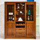 Modern Brown Walnut Freestanding Wine Holder with Storage Shelves