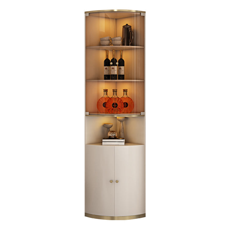 Polished Finish Home Freestanding Wine Holder with Storage Shelves