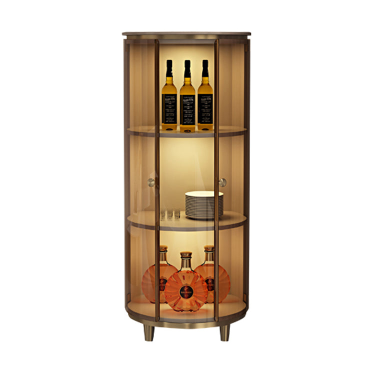 Polished Finish Home Freestanding Wine Holder with Storage Shelves
