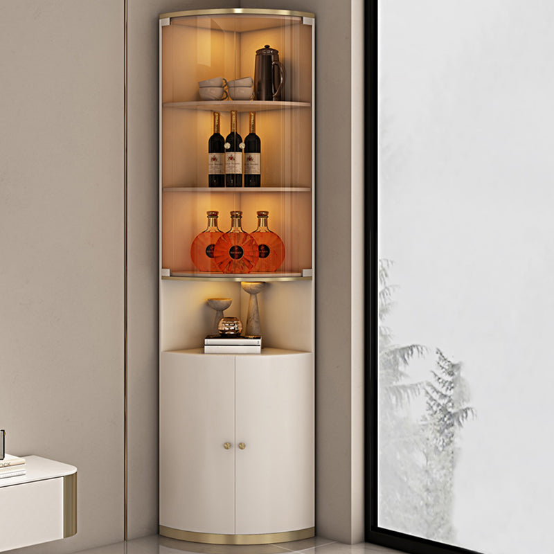 Polished Finish Home Freestanding Wine Holder with Storage Shelves