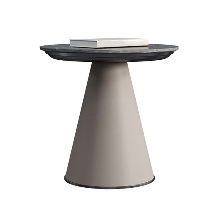 Glam Side Table with Round Stone Top Accent Side Table with Metal Base Black 1 Clearhalo 'Coffee & Accent Tables' 'End & Side Tables' 'end_side_tables' 'furn' 'furn_end_side_tables' 'Furniture' 'Living Room Furniture' 7735047