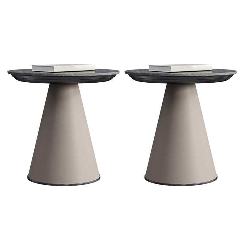 Glam Side Table with Round Stone Top Accent Side Table with Metal Base Black 2 Clearhalo 'Coffee & Accent Tables' 'End & Side Tables' 'end_side_tables' 'furn' 'furn_end_side_tables' 'Furniture' 'Living Room Furniture' 7735048