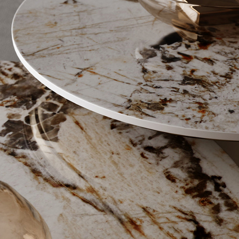 Glam Side Table with Round Stone Top Accent Side Table with Metal Base Clearhalo 'Coffee & Accent Tables' 'End & Side Tables' 'end_side_tables' 'furn' 'furn_end_side_tables' 'Furniture' 'Living Room Furniture' 7735055