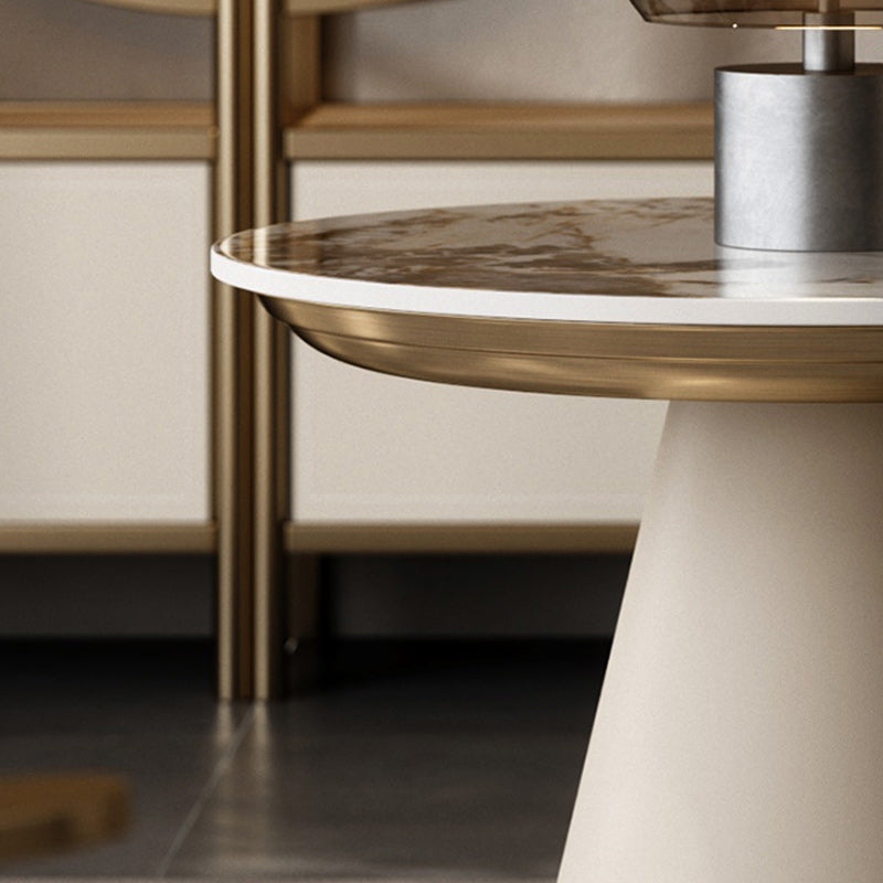 Glam Side Table with Round Stone Top Accent Side Table with Metal Base Clearhalo 'Coffee & Accent Tables' 'End & Side Tables' 'end_side_tables' 'furn' 'furn_end_side_tables' 'Furniture' 'Living Room Furniture' 7735058