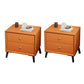 Leather Bed Nightstand Classic Glam Bedside Cabinet with Drawers