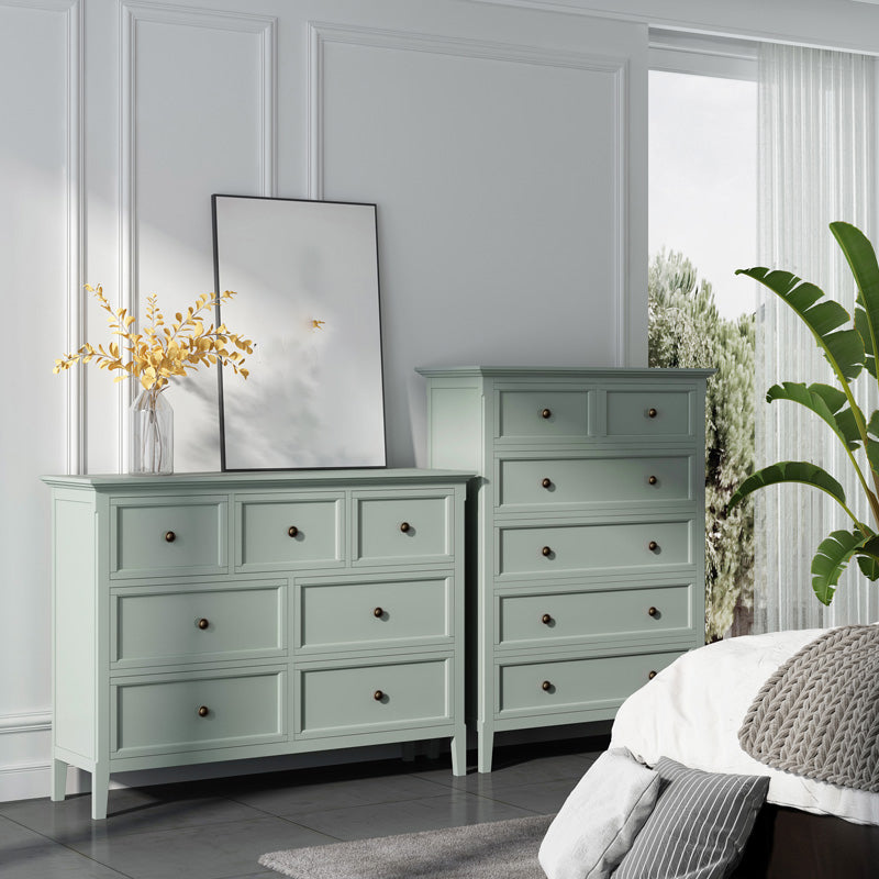 Cofre de almacenamiento de madera escandinava verde con cajones de cierre suave para el hogar