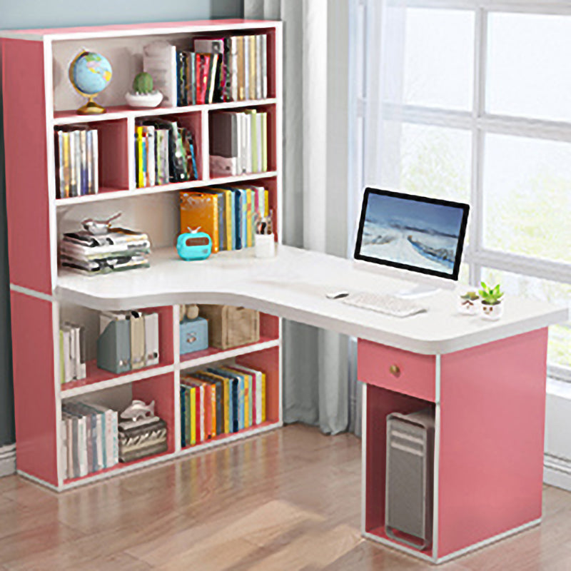 Irregular Shaped Office Laptop Table Wood Writing Desk for Home Pink Clearhalo 'furn' 'furn_office_desk' 'Furniture' 'Office Desks' 'Office Furniture' 'office_desk' 7735847