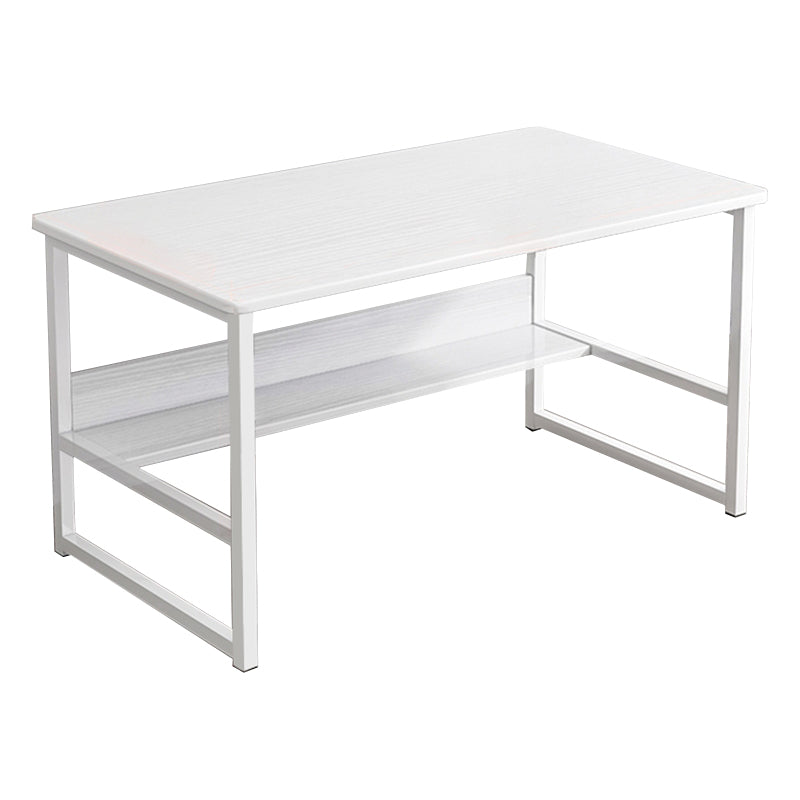 Industrial Rectangular Desk Engineered Wood Writing Desk with Metal Legs White Shelves Clearhalo 'furn' 'furn_office_desk' 'Furniture' 'Office Desks' 'Office Furniture' 'office_desk' 7735961