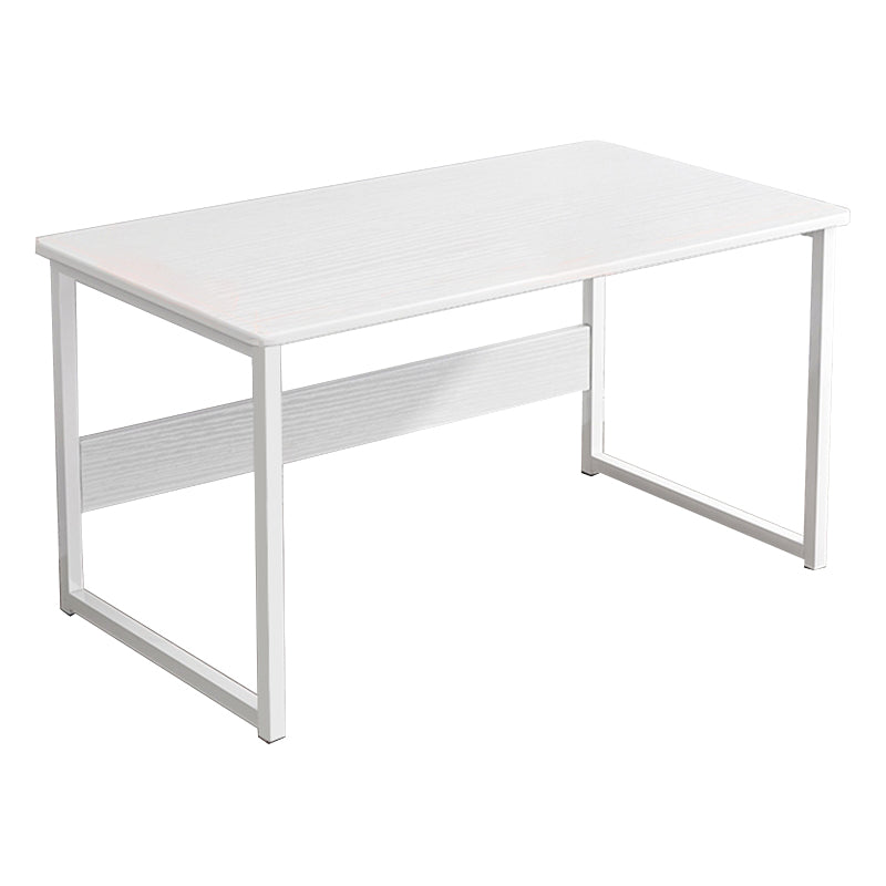 Industrial Rectangular Desk Engineered Wood Writing Desk with Metal Legs White No Shelf Clearhalo 'furn' 'furn_office_desk' 'Furniture' 'Office Desks' 'Office Furniture' 'office_desk' 7735965