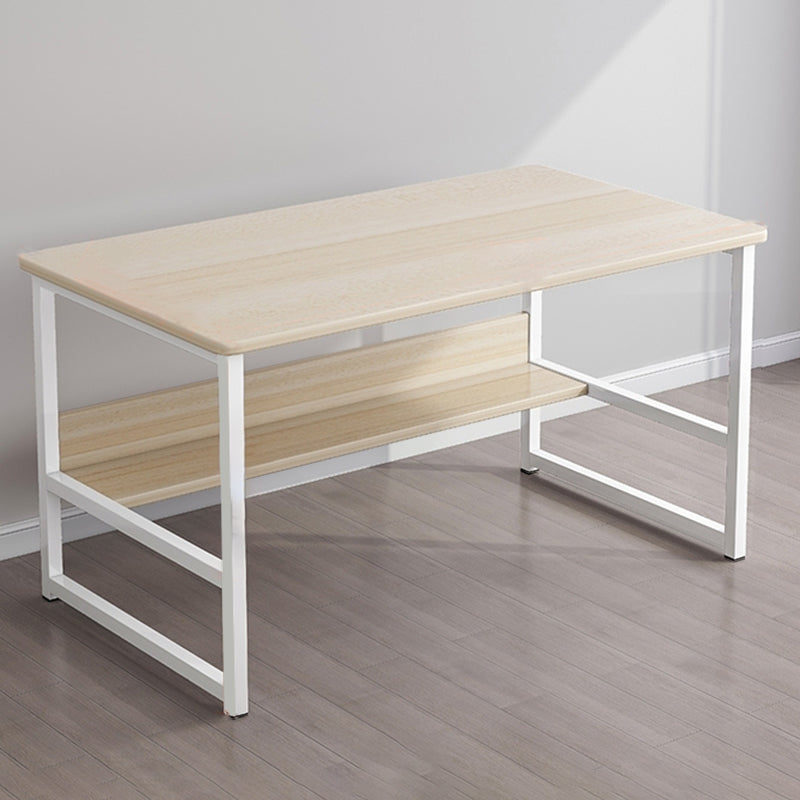 Industrial Rectangular Desk Engineered Wood Writing Desk with Metal Legs Natural Shelves Clearhalo 'furn' 'furn_office_desk' 'Furniture' 'Office Desks' 'Office Furniture' 'office_desk' 7735966