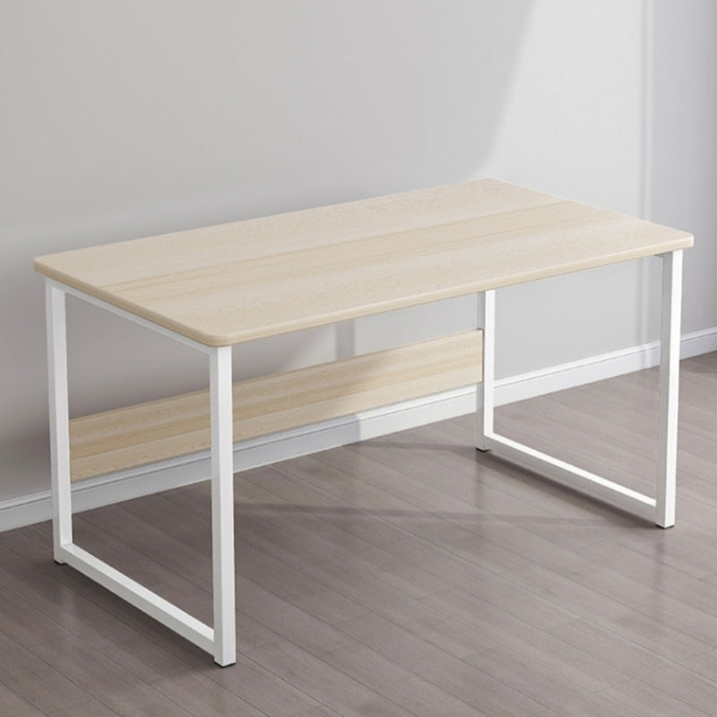 Industrial Rectangular Desk Engineered Wood Writing Desk with Metal Legs Natural No Shelf Clearhalo 'furn' 'furn_office_desk' 'Furniture' 'Office Desks' 'Office Furniture' 'office_desk' 7735969