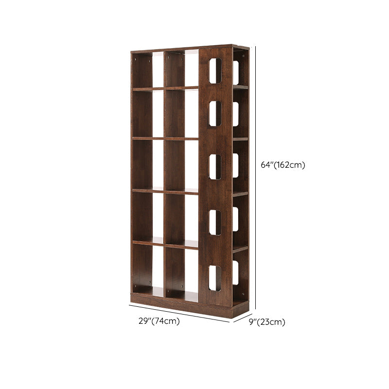 Mid Century Modern Brown Shelf BOUWCAST Open opslag voor thuiskantoor