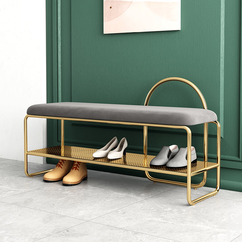 Modern Entryway Bench Cushioned Metal Seating Bench , 12.5" Width 39"L x 13"W x 24"H Gray Clearhalo 'Benches' 'Chairs & Seating' 'furn' 'furn_benches' 'Furniture' 'Living Room Furniture' 7736724