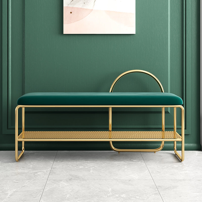 Modern Entryway Bench Cushioned Metal Seating Bench , 12.5" Width 31.5"L x 13"W x 24"H Green Clearhalo 'Benches' 'Chairs & Seating' 'furn' 'furn_benches' 'Furniture' 'Living Room Furniture' 7736725