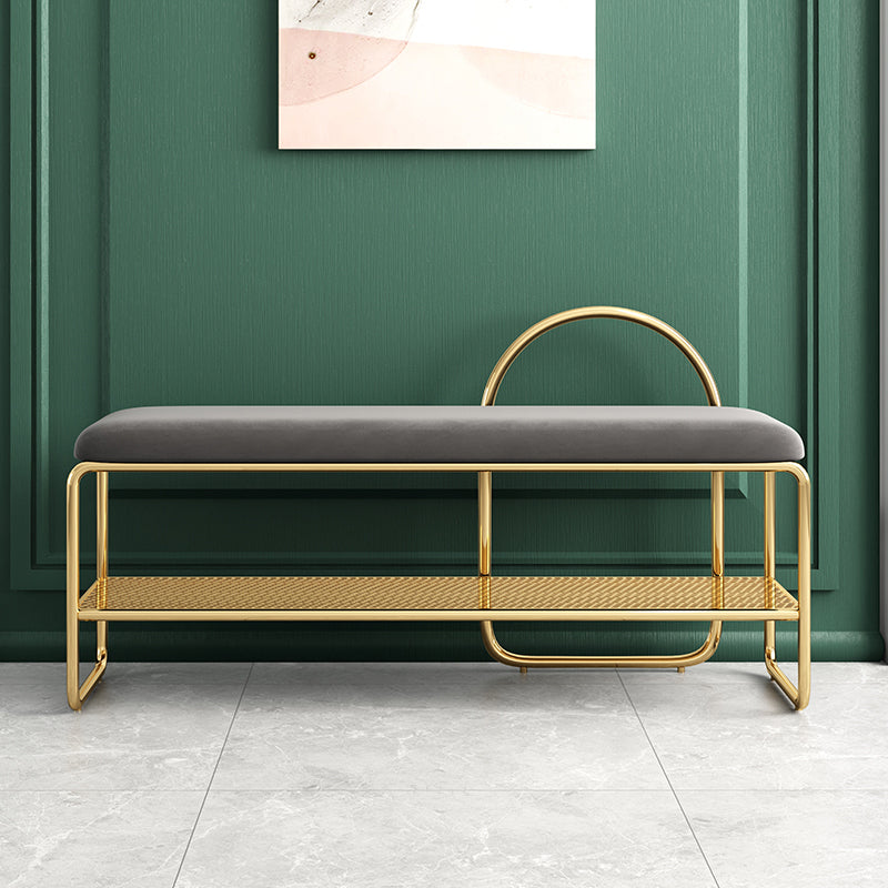 Modern Entryway Bench Cushioned Metal Seating Bench , 12.5" Width 31.5"L x 13"W x 24"H Gray Clearhalo 'Benches' 'Chairs & Seating' 'furn' 'furn_benches' 'Furniture' 'Living Room Furniture' 7736726