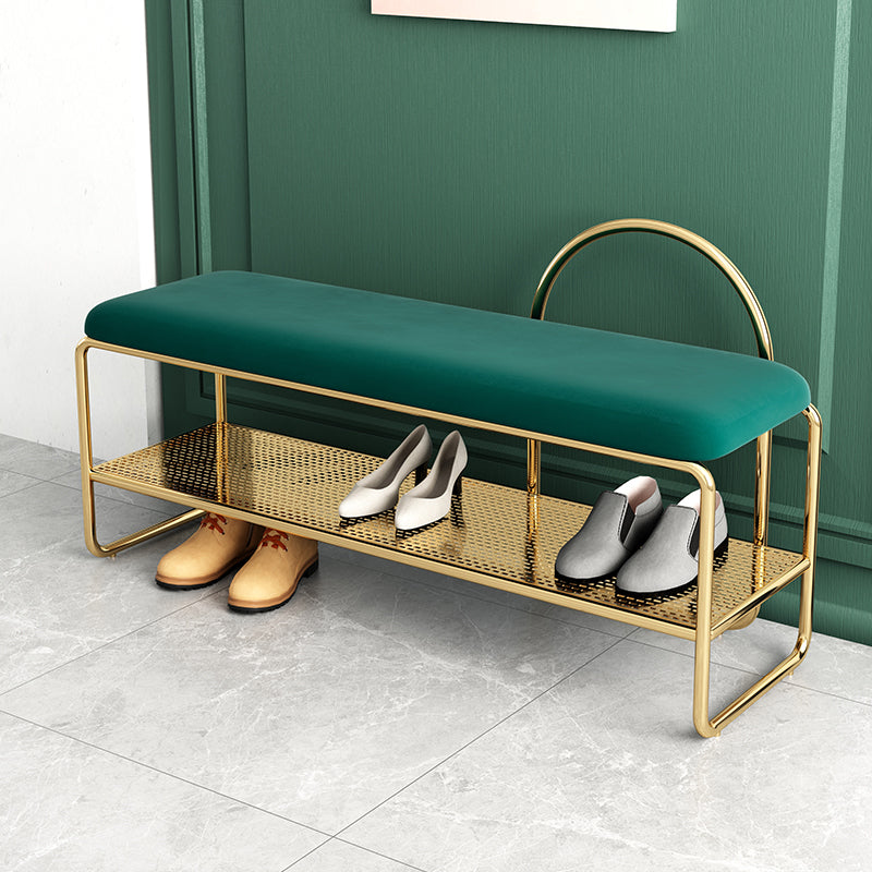 Modern Entryway Bench Cushioned Metal Seating Bench , 12.5" Width 39"L x 13"W x 24"H Green Clearhalo 'Benches' 'Chairs & Seating' 'furn' 'furn_benches' 'Furniture' 'Living Room Furniture' 7736727