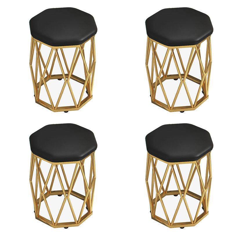 Moderne osmanische Kunstleder wasserfeste Sechskantoktomane mit Metallbein