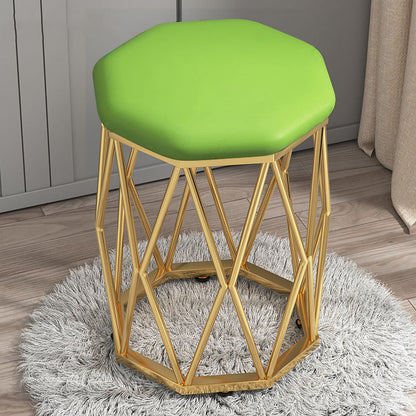 Moderne osmanische Kunstleder wasserfeste Sechskantoktomane mit Metallbein