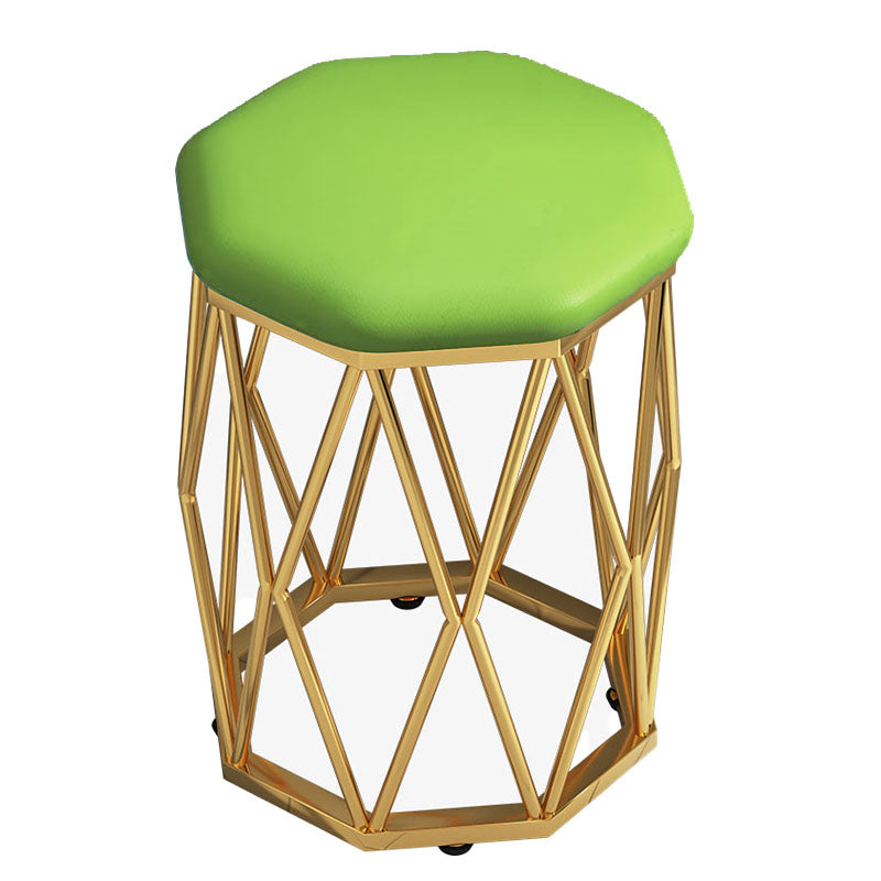 Moderne osmanische Kunstleder wasserfeste Sechskantoktomane mit Metallbein