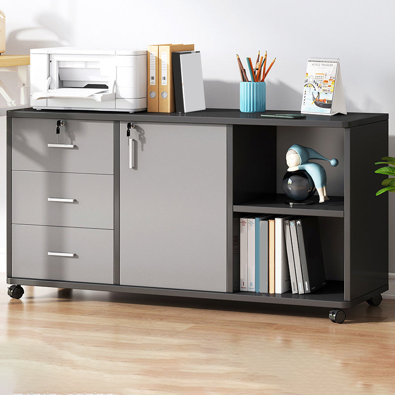 Modern File Cabinet Wooden Frame Lock Storage Filing Cabinet for Office