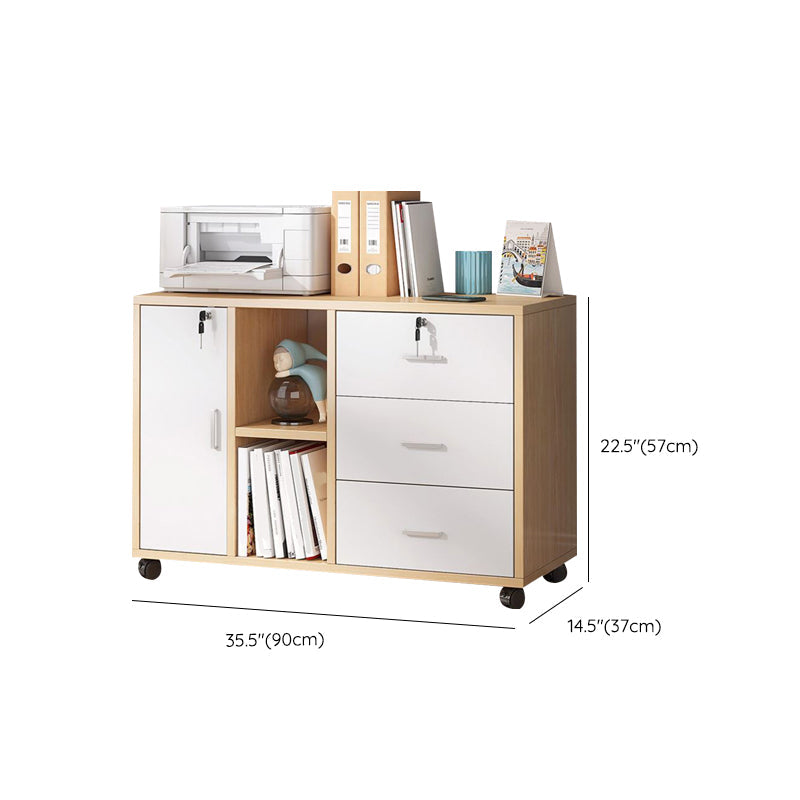 Modern File Cabinet Wooden Frame Lock Storage Filing Cabinet for Office