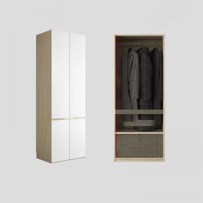 White Storage Cabinet with Drawer Contemporary Wardrobe Armoire