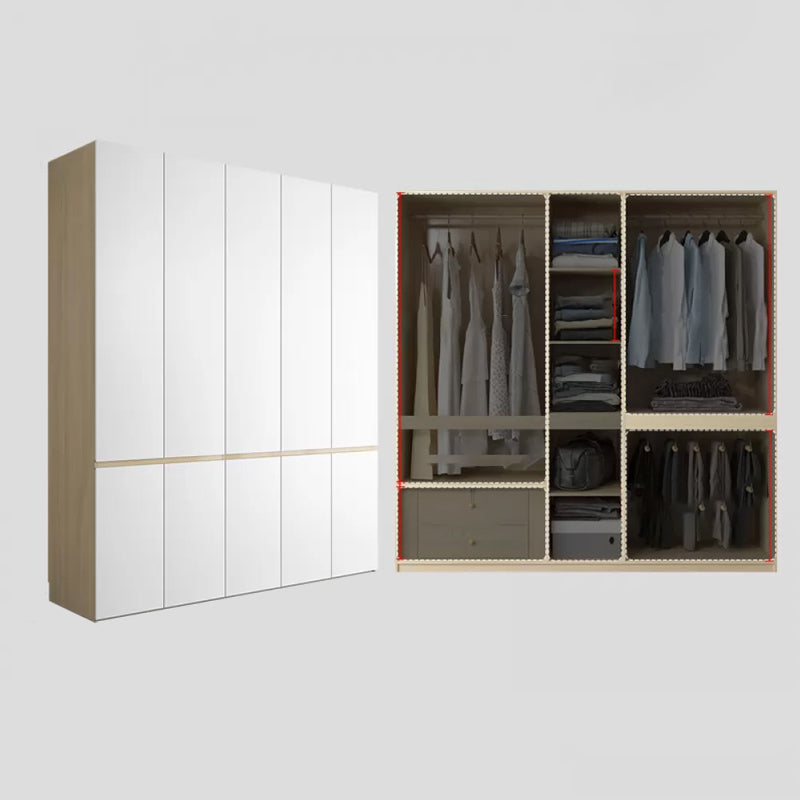 White Storage Cabinet with Drawer Contemporary Wardrobe Armoire