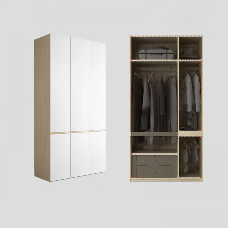 White Storage Cabinet with Drawer Contemporary Wardrobe Armoire