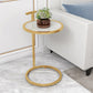 C Shape Base Side Table Luxurious Pedestal End Table with Metal Base