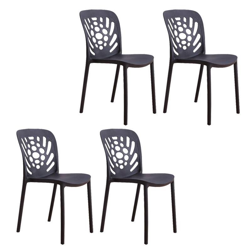 Modern Style Side Chair Plastic Stackable Dining Chair for Dining Room Black 4 Piece Set Clearhalo 'Dining Chairs' 'Dining Tables & Seating' 'dining_chair' 'furn' 'furn_dining_chair' 'Furniture' 'Kitchen & Dining Furniture' 7738324