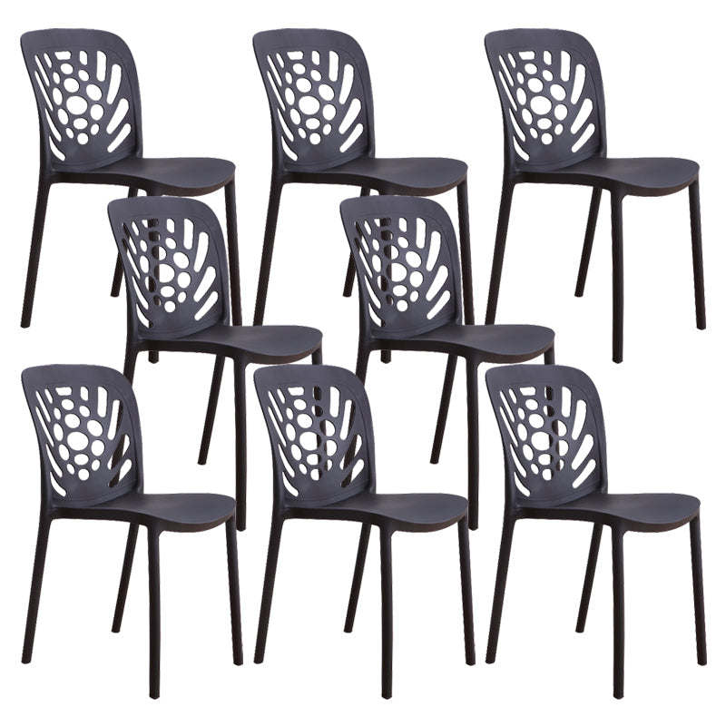 Modern Style Side Chair Plastic Stackable Dining Chair for Dining Room Black 8 Piece Set Clearhalo 'Dining Chairs' 'Dining Tables & Seating' 'dining_chair' 'furn' 'furn_dining_chair' 'Furniture' 'Kitchen & Dining Furniture' 7738325