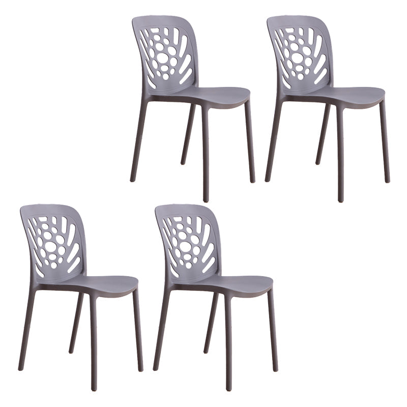 Modern Style Side Chair Plastic Stackable Dining Chair for Dining Room Grey 4 Piece Set Clearhalo 'Dining Chairs' 'Dining Tables & Seating' 'dining_chair' 'furn' 'furn_dining_chair' 'Furniture' 'Kitchen & Dining Furniture' 7738328