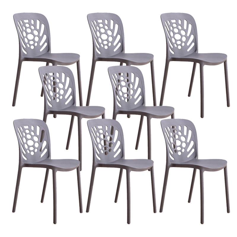 Modern Style Side Chair Plastic Stackable Dining Chair for Dining Room Grey 8 Piece Set Clearhalo 'Dining Chairs' 'Dining Tables & Seating' 'dining_chair' 'furn' 'furn_dining_chair' 'Furniture' 'Kitchen & Dining Furniture' 7738330
