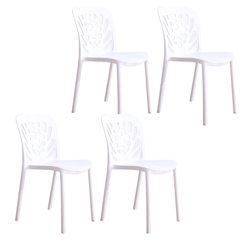 Modern Style Side Chair Plastic Stackable Dining Chair for Dining Room White 4 Piece Set Clearhalo 'Dining Chairs' 'Dining Tables & Seating' 'dining_chair' 'furn' 'furn_dining_chair' 'Furniture' 'Kitchen & Dining Furniture' 7738332